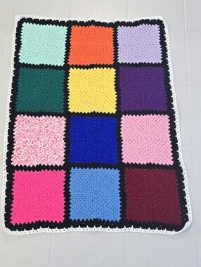 Handcrafted NEW Crocheted Granny Square Throw Multicolored 43x33" Handmade